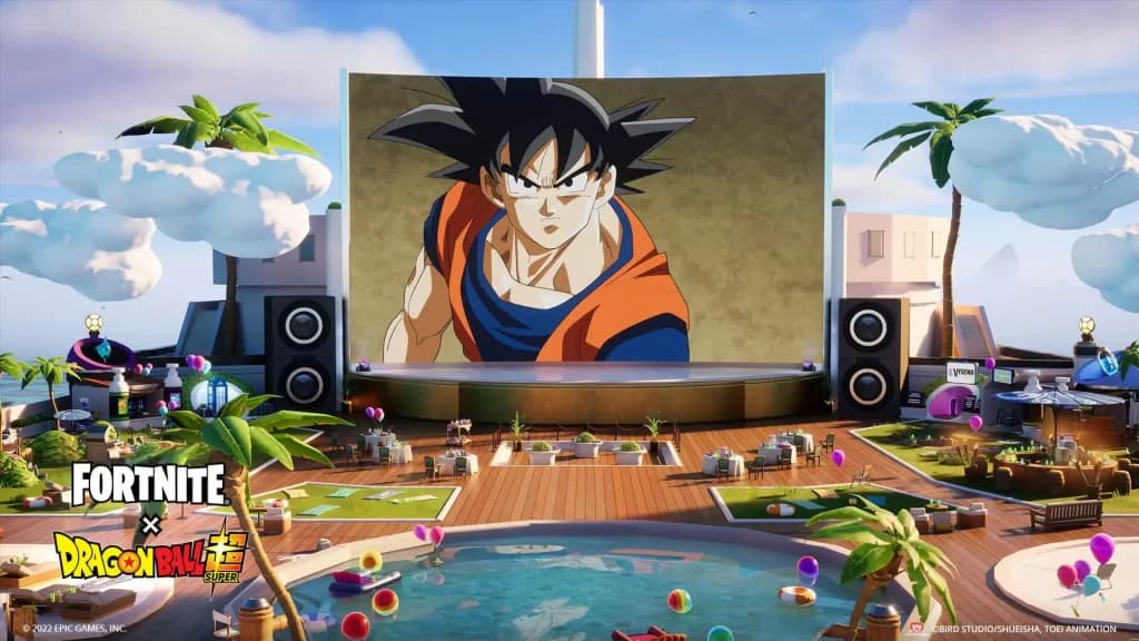 Bateau de croisière qui permet de regarder des épisodes de Dragon Ball Super dans Fortnite !