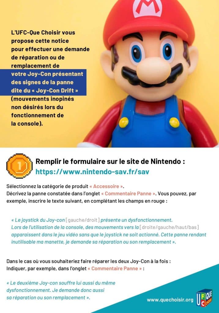 Guide Comment faire réparer sa manette Nintendo Switch gratuitement - TestMoiJeuxVideo.Fr - UFC Que Choisir - Nintendo 02