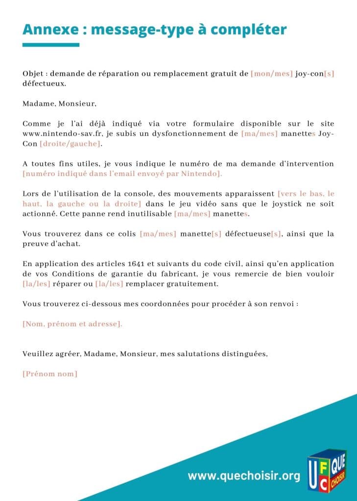 Guide Comment faire réparer sa manette Nintendo Switch gratuitement - TestMoiJeuxVideo.Fr - UFC Que Choisir - Nintendo 05