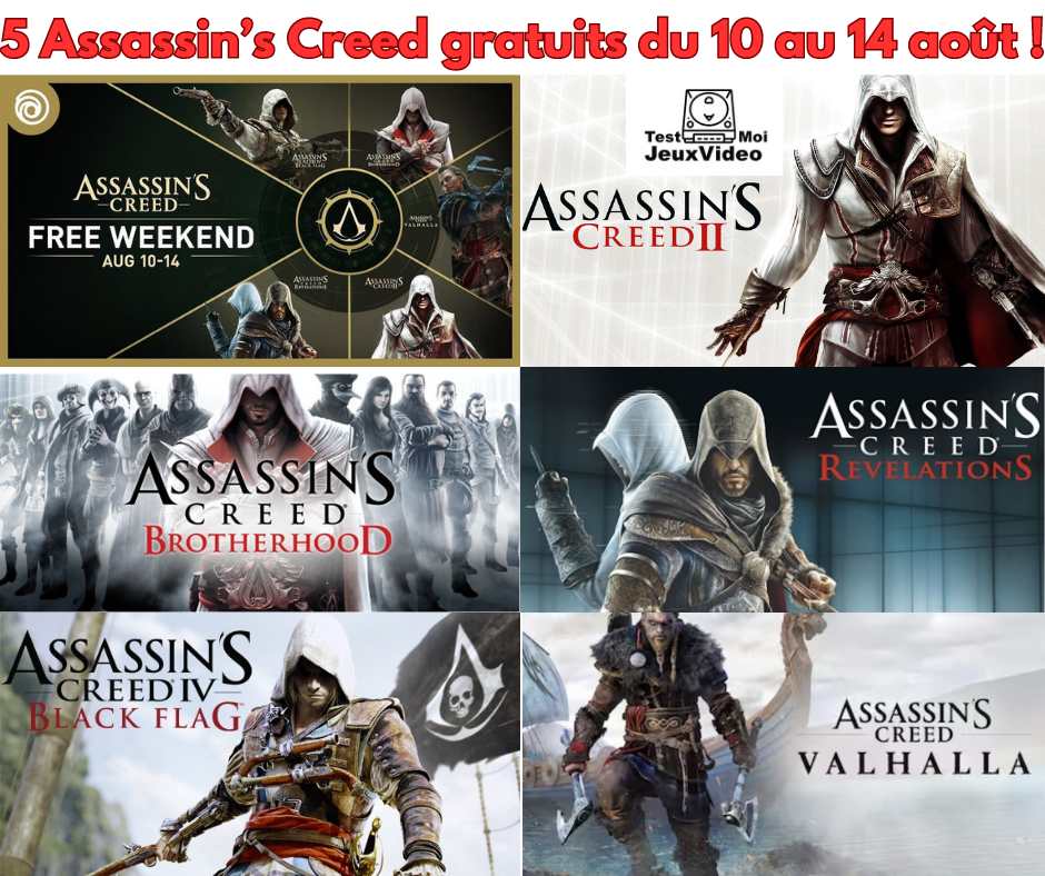 5 Assassin’s Creed gratuits et jouables du 10 au 14 août !