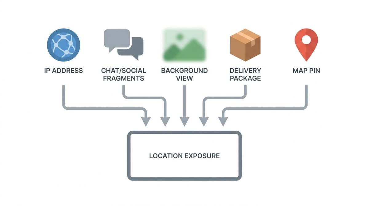 Conceptual OSINT-to-location risk pipeline.