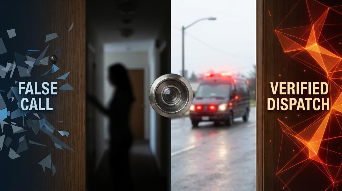 Depiction of the danger of unverified emergency calls.