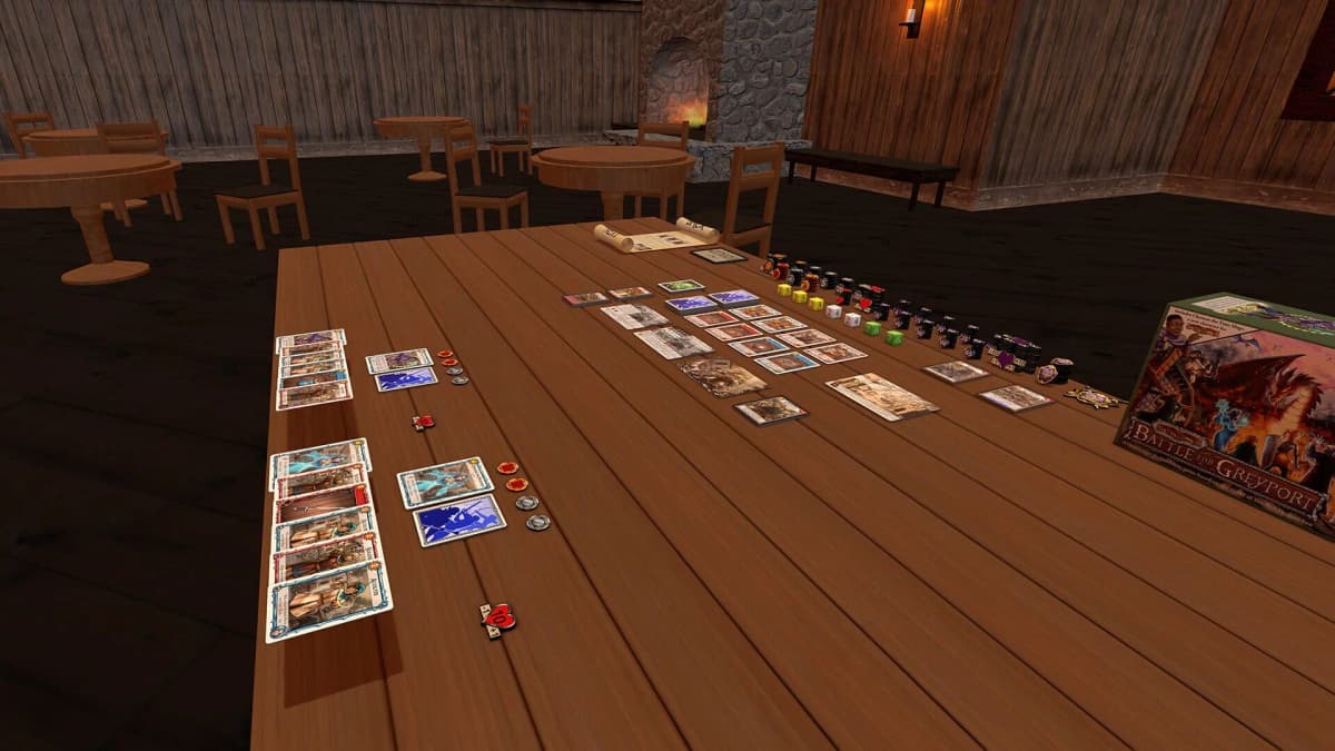 Screenshot from Tabletop Simulator: The Red Dragon Inn - Battle For Greyport