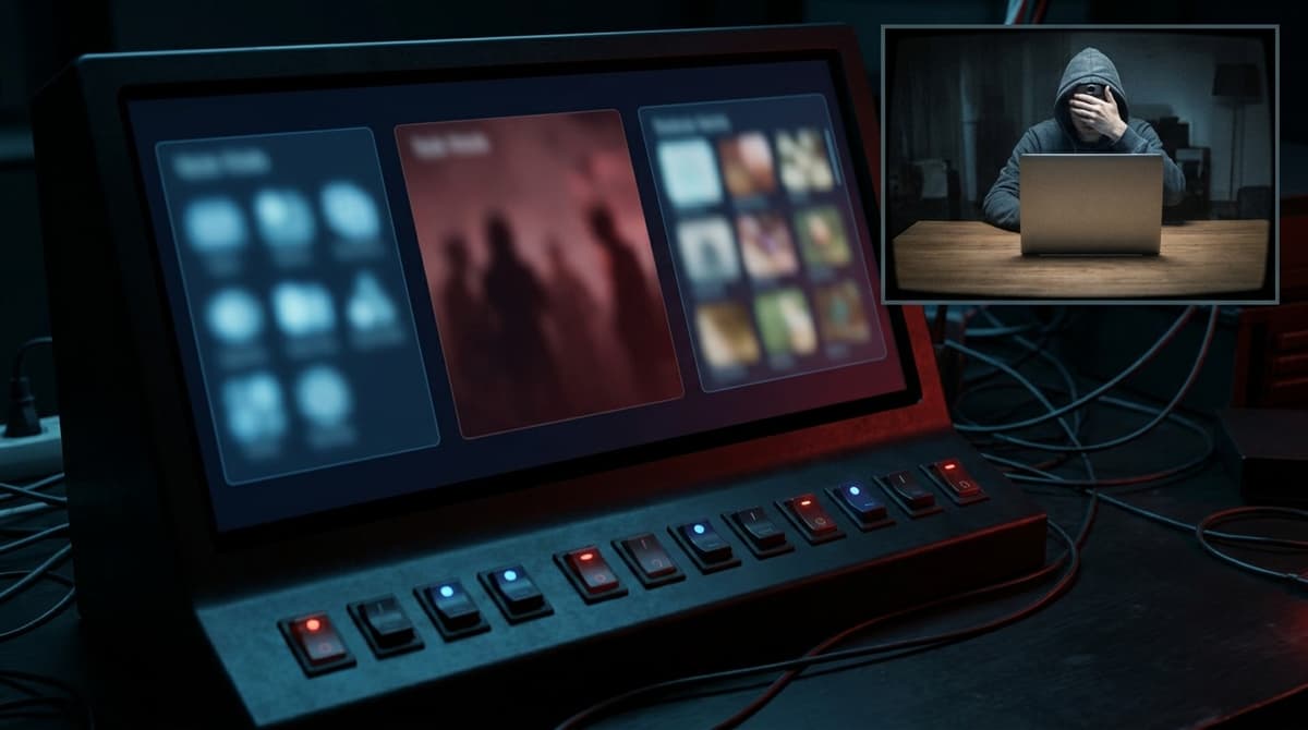 Consoles d’opérateur et contrôle à distance (abstrait, sans texte)