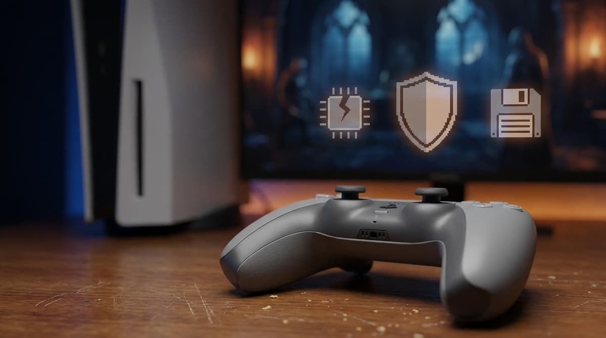 Contraste entre jeu instable et retour à la stabilité (icônes sans texte).