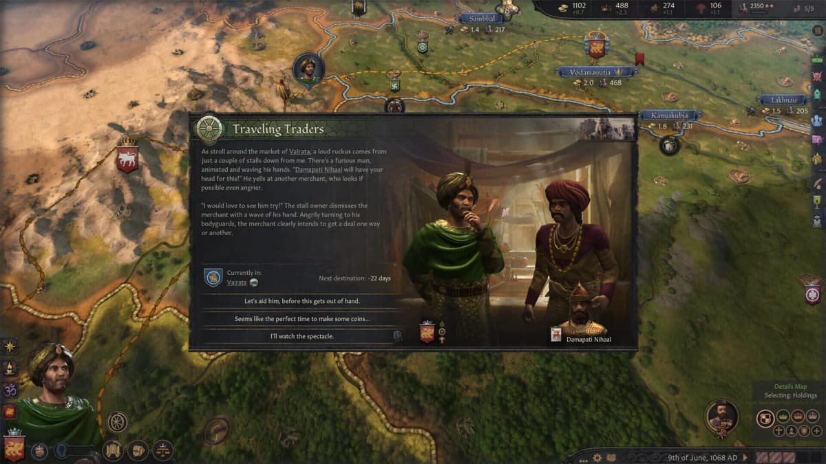 Screenshot from Crusader Kings III: Wandering Nobles