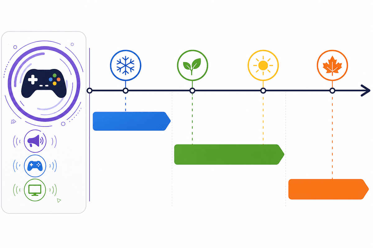 Generic release-window timeline for major announcements.