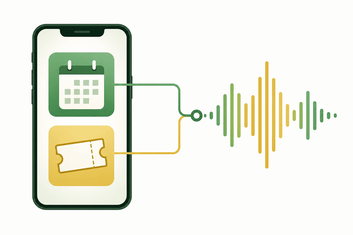 Abstract ticket-sales concept tied to a timeline and sound wave.